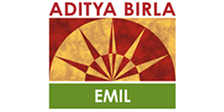 Aditya Birla EMIL logo with red and green colors and sun emblem
